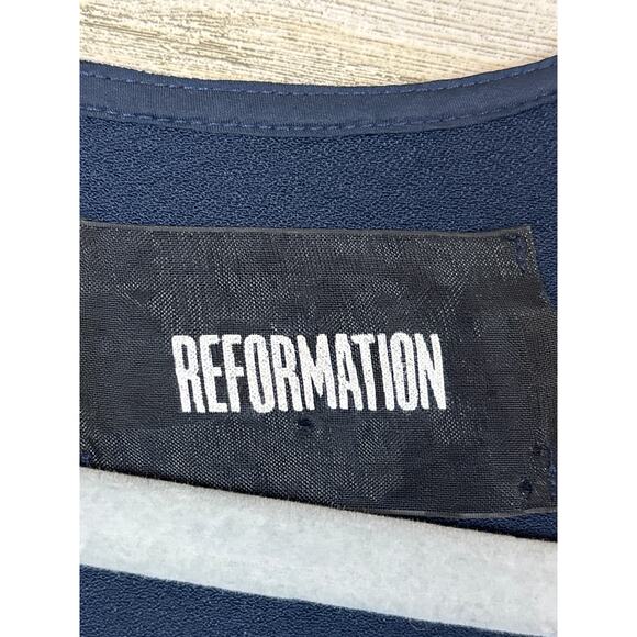 Reformation Women’s 6 Navy Blue Woodbury Button Up Long Sleeve Mini Dress - Picture 5 of 8